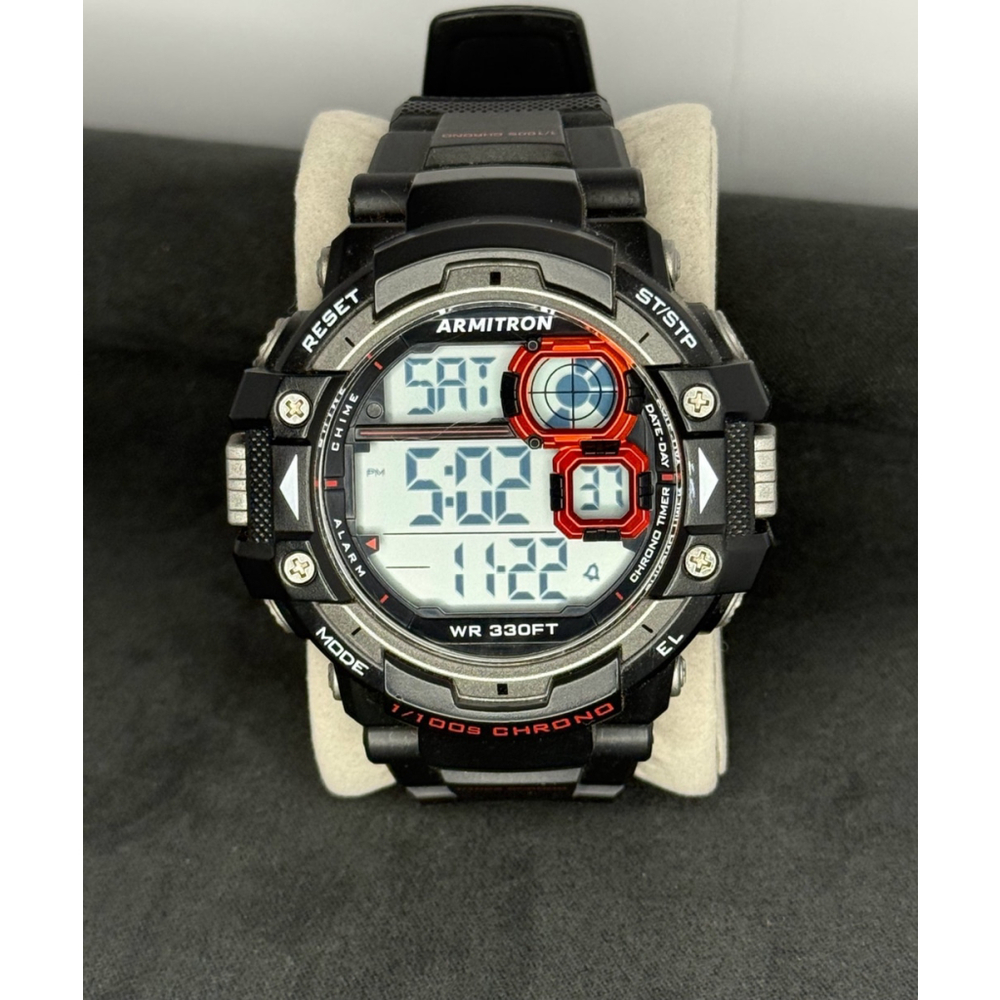 Armitron Men’s Digital Sports Watch Red Black 330FT Chronograph Alarm Timer